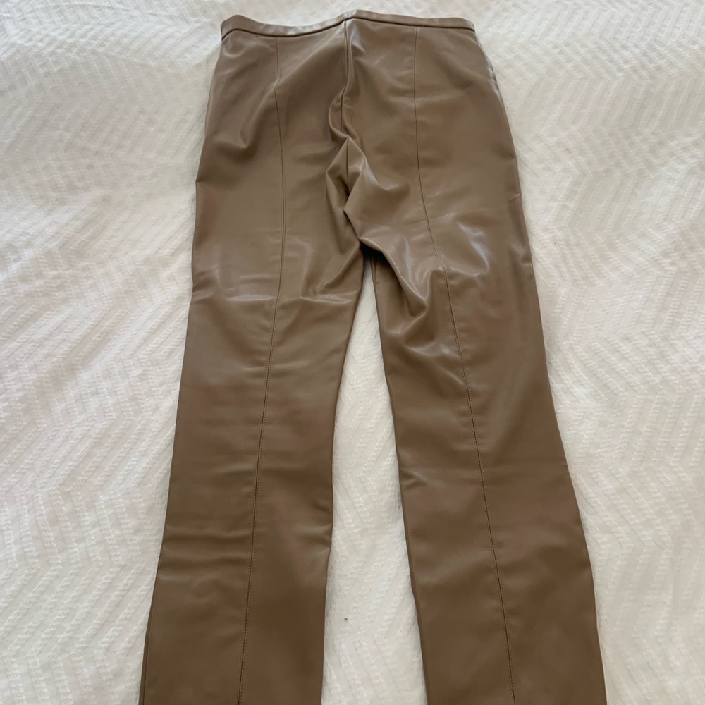 Tan Zara women’s faux leather pants in excellent condition size M